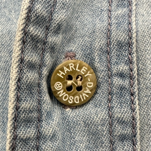 Vintage Harley Davidson Denim Button Down - Size L - Picture 5 of 6